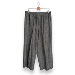 Hot Cotton by Marc Ware Black Linen & Cotton Pull-On Wide Leg Crop Pants Size XL